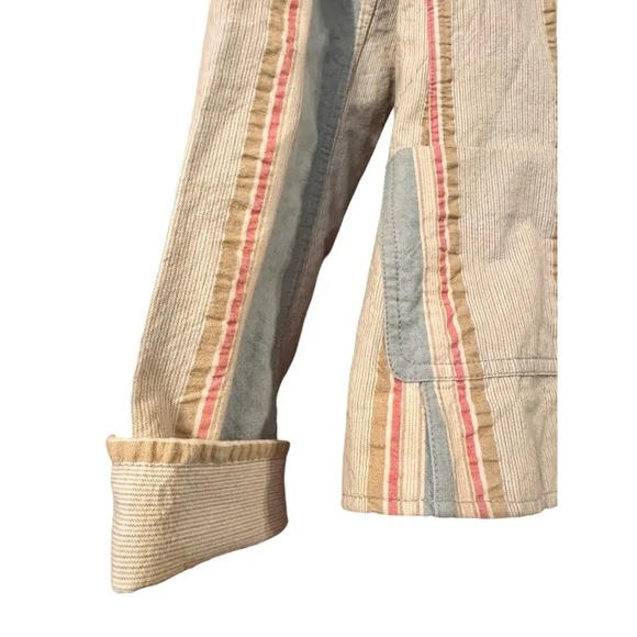 Striped Cotton Blazer Jacket Pink Blue Beige Tan Casual Career - Picture 4 of 12